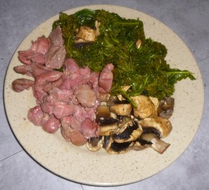 Recette - Chou Kale avec gésiers de volaille et champignons